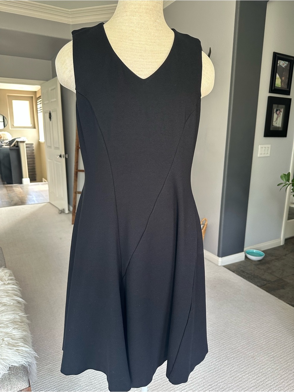 CAbi Black V-Neck Sleeveless A-Line Knit Dress size medium - Picture 3 of 15